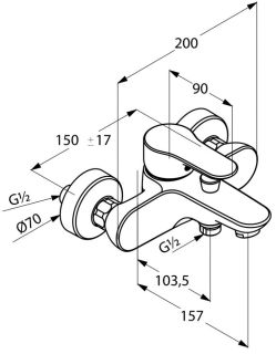 Смеситель для ванны и душа Kludi Objekta хром 326530575